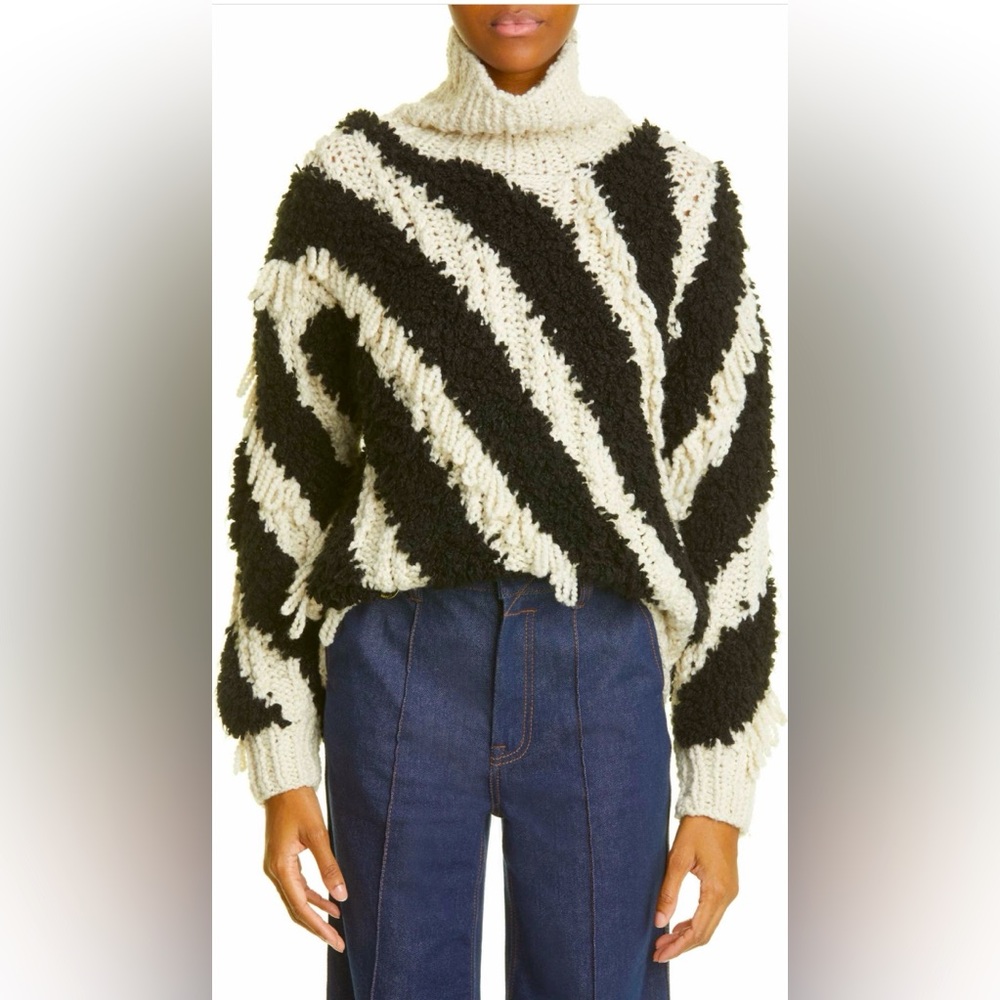 NWT Zimmermann Cosmic Stripe Wool Blend Turtleneck Sweater